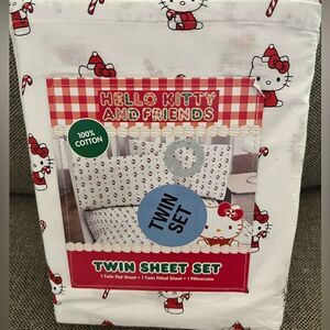 Hello Kitty Candy Cane Christmas Twin Sheet Set